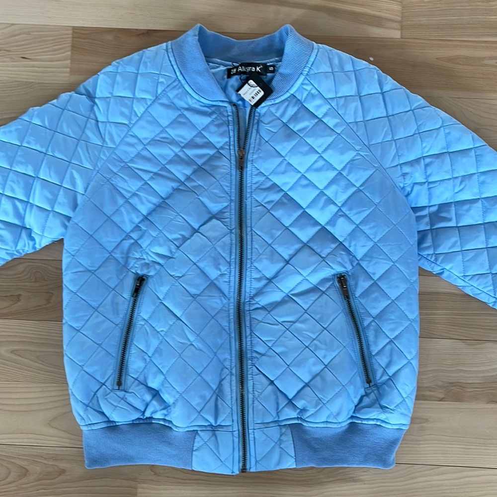 Baby blue Allegra K Quilted Bomber Jacket Small NWT